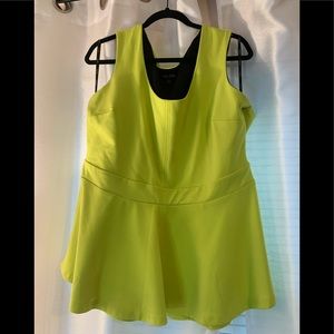 City Chic Neon Yellow Sleeveless V-Neck Peplum Top